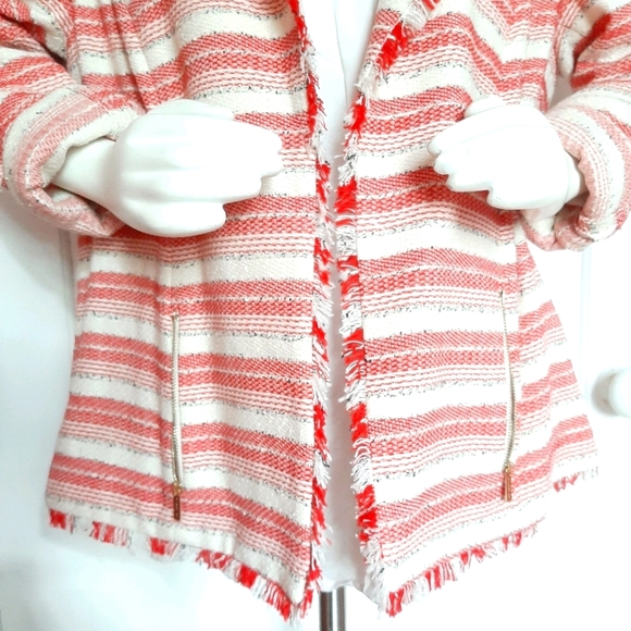 NWOT Paris Striped Tweed Jacket With Fringes - Picture 6 of 8